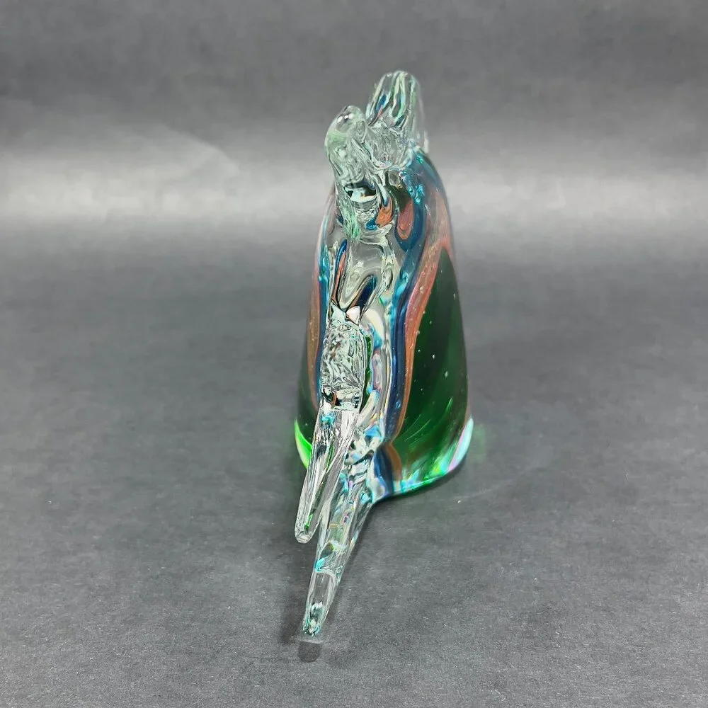 Pier 1 Imports Art Glass Fish Hand Blown Figurine Green Paperweight Home Decor